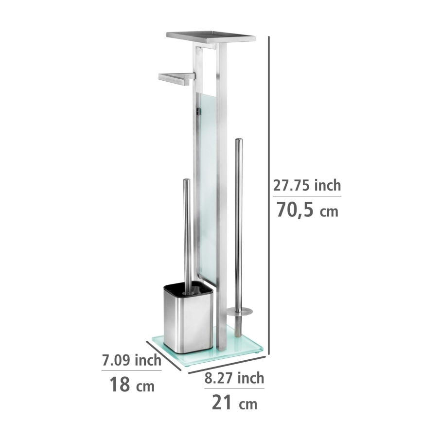 WENKO 23364100 - WC-borste DEBAR 21x70,5 cm rostfritt stål/satinborstad/vit