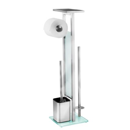 WENKO 23364100 - WC-borste DEBAR 21x70,5 cm rostfritt stål/satinborstad/vit