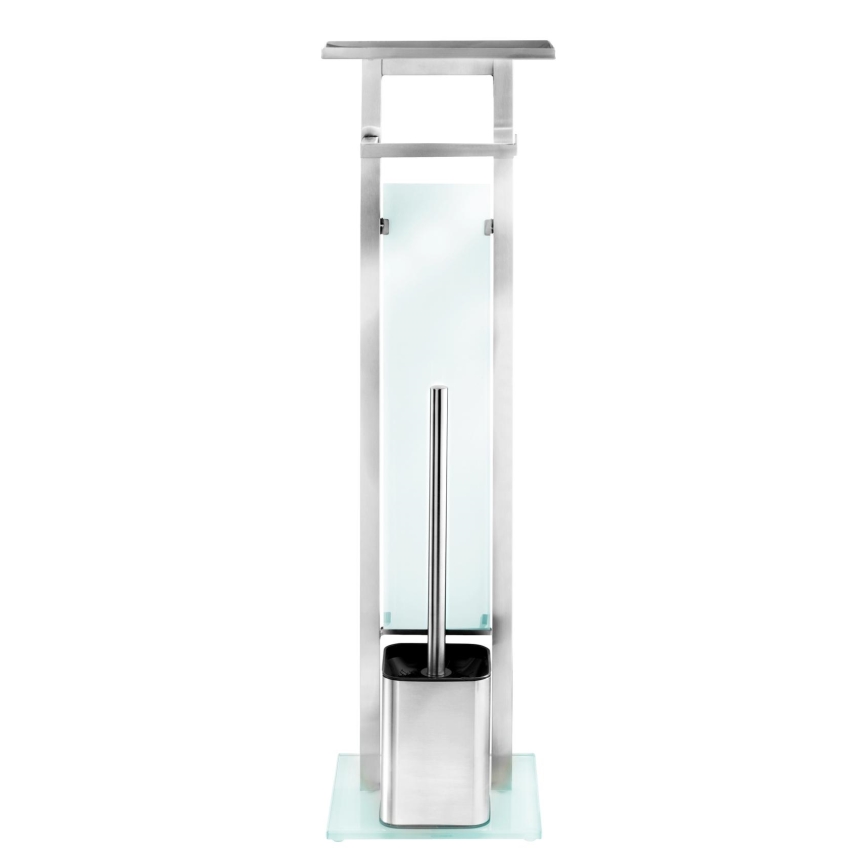 WENKO 23364100 - WC-borste DEBAR 21x70,5 cm rostfritt stål/satinborstad/vit