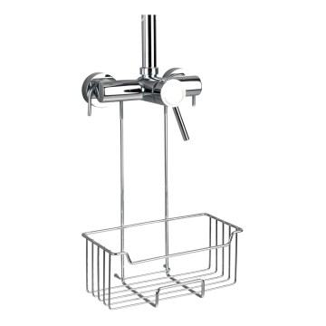 WENKO 23499100 - Duschhylla MILO 25x36 cm, rostfritt stål/silver/genomskinlig