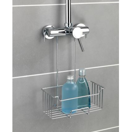 WENKO 23499100 - Duschhylla MILO 25x36 cm, rostfritt stål/silver/genomskinlig