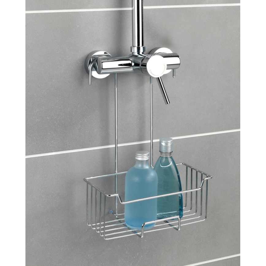 WENKO 23499100 - Duschhylla MILO 25x36 cm, rostfritt stål/silver/genomskinlig