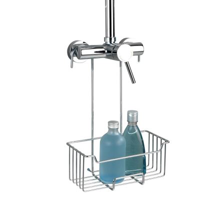 WENKO 23499100 - Duschhylla MILO 25x36 cm, rostfritt stål/silver/genomskinlig