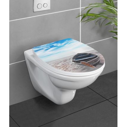 WENKO 23532100-WC toalettsits 36,5x45 cm, flerfärgad/silver, bärkapacitet 300/350 kg