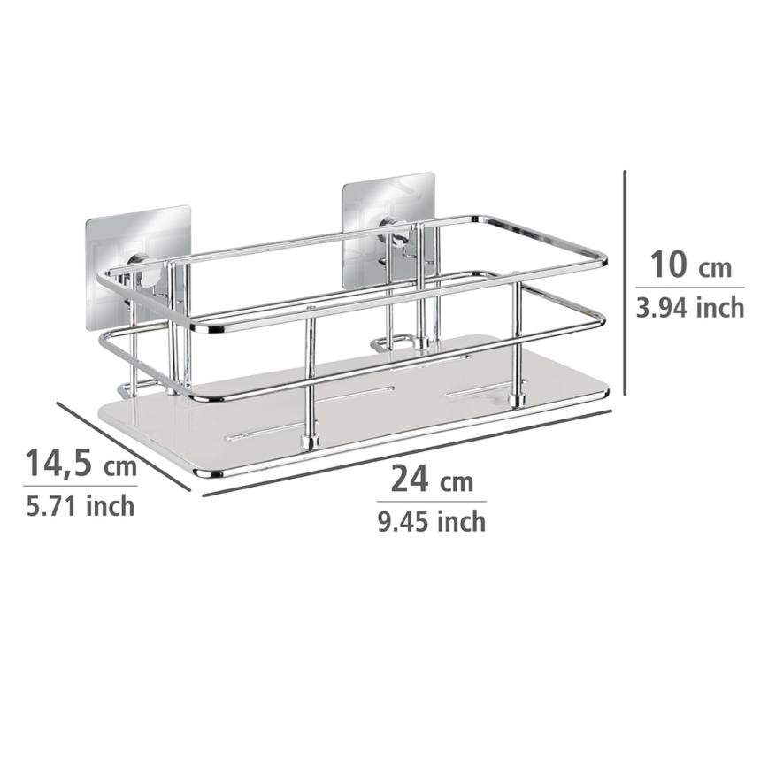 WENKO 23854800 - Hylla TURBO-LOC QUADRO ED. 24 x 14,5 cm, rostfritt stål/polerad krom