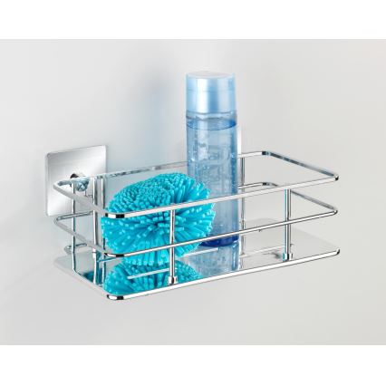 WENKO 23854800 - Hylla TURBO-LOC QUADRO ED. 24 x 14,5 cm, rostfritt stål/polerad krom