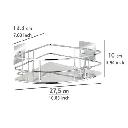 WENKO 23856800-Hylla TURBO-LOC QUADRO ED. 27,5 x 19,3 cm, rostfritt stål/blank krom