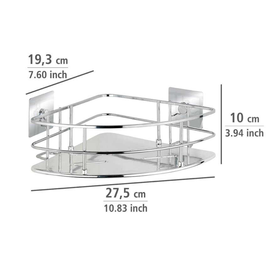 WENKO 23856800-Hylla TURBO-LOC QUADRO ED. 27,5 x 19,3 cm, rostfritt stål/blank krom
