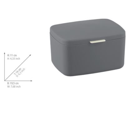 WENKO 23981100 - Förvaringsbox BARCELONA 19,5x16 cm antracit/blank krom