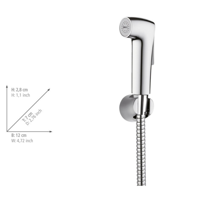 WENKO 23999100 - Bidetset Vattensparsystem 12x7 cm blank krom/silverfärgad