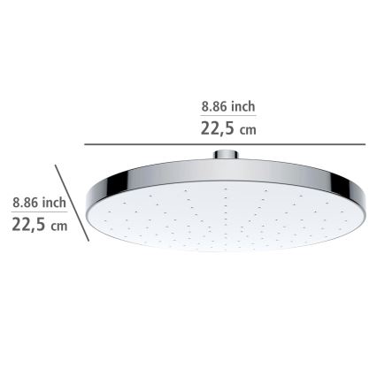 WENKO 24000100-Duschhuvud AUTOMATISK RENGÖRING 22,5x22,5 cm blank krom/vit