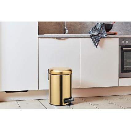 WENKO 24009800 - Avfallskorg LEMAN 17x25 cm rostfritt stål/guld/svart