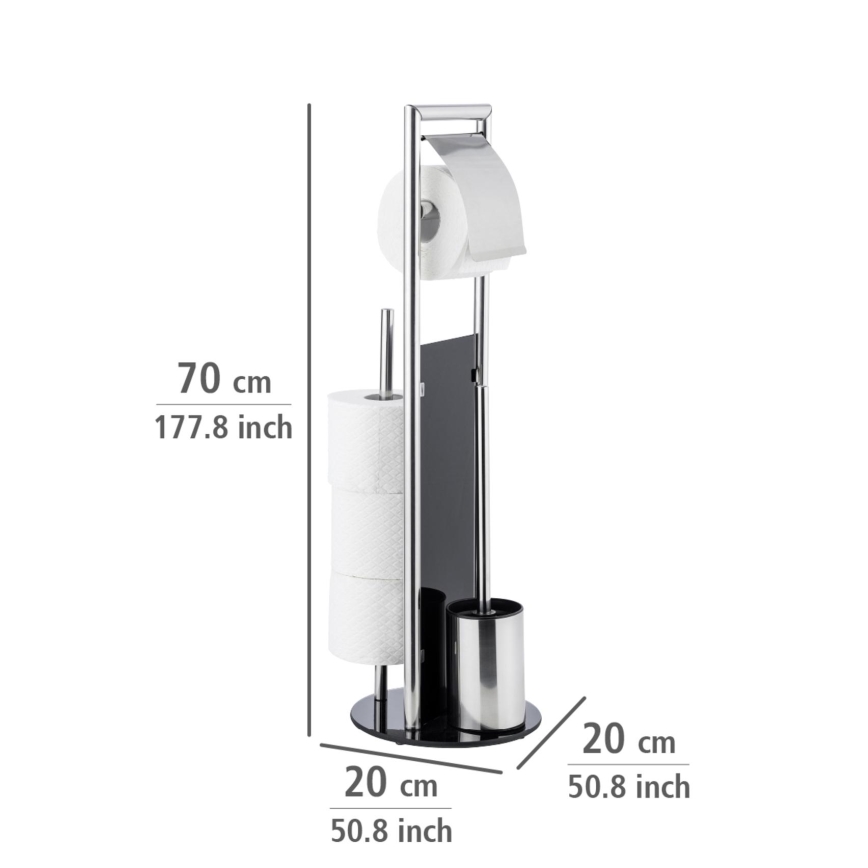WENKO 24075800 - WC-set RAVINA 20x707 cm rostfritt stål/silver/svart