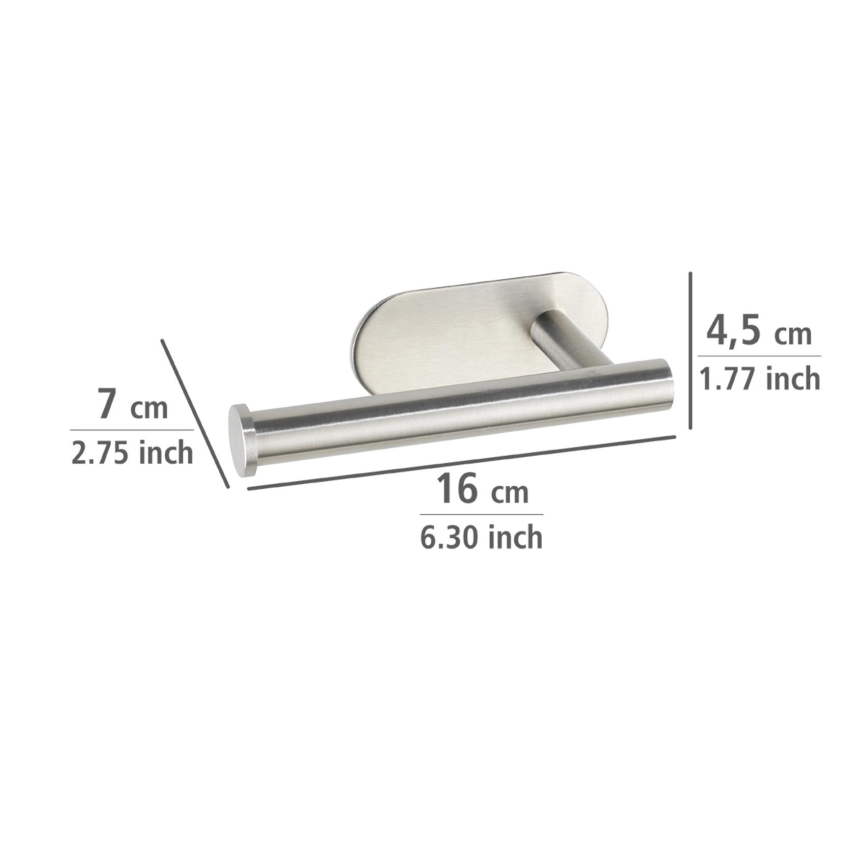 WENKO 24166100 - Toalettpappershållare TURBO-LOC OREA MATT 16x7 cm rostfritt stål/silverfärgad