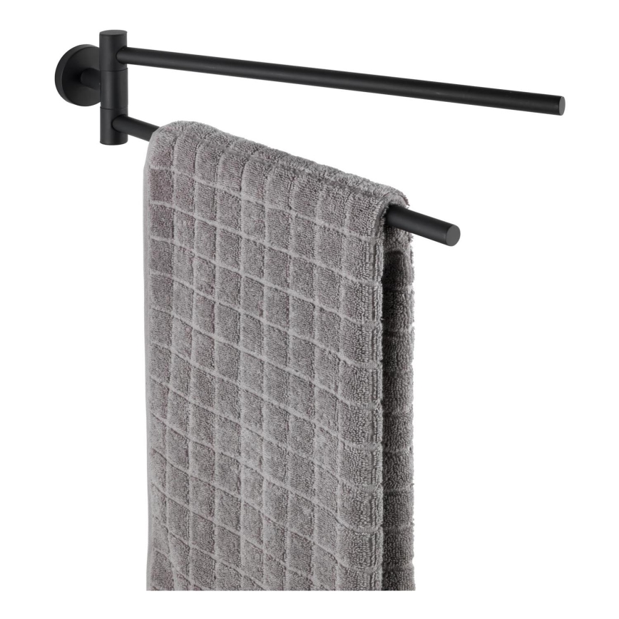 WENKO 24238100-Handdukshållare BOSIO BLACK 5,5x43 cm rostfritt stål/silverfärgad