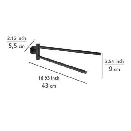 WENKO 24238100-Handdukshållare BOSIO BLACK 5,5x43 cm rostfritt stål/silverfärgad