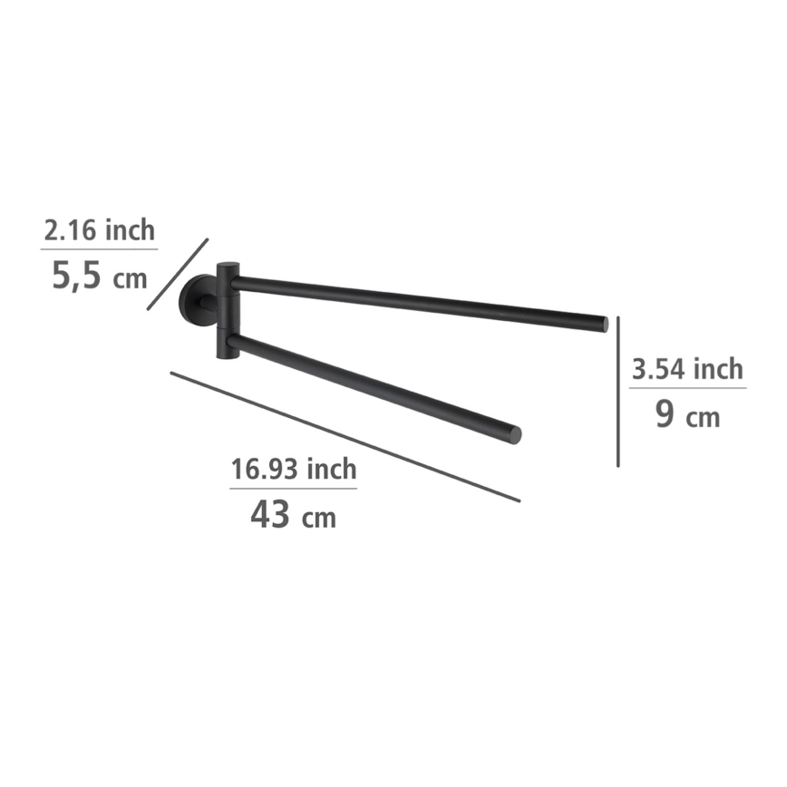 WENKO 24238100-Handdukshållare BOSIO BLACK 5,5x43 cm rostfritt stål/silverfärgad