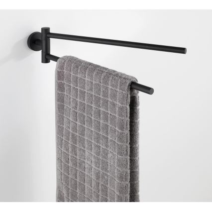 WENKO 24238100-Handdukshållare BOSIO BLACK 5,5x43 cm rostfritt stål/silverfärgad