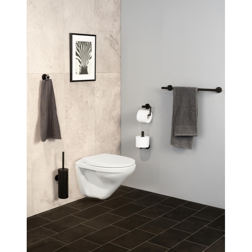WENKO 24240100-Toalettpappershållare BOSIO BLACK 15 x 10,5 cm rostfritt stål/silver