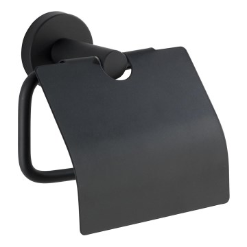 WENKO 24241100-Toalettpappershållare BOSIO BLACK 15x13,5 cm rostfritt stål/silverfärgad