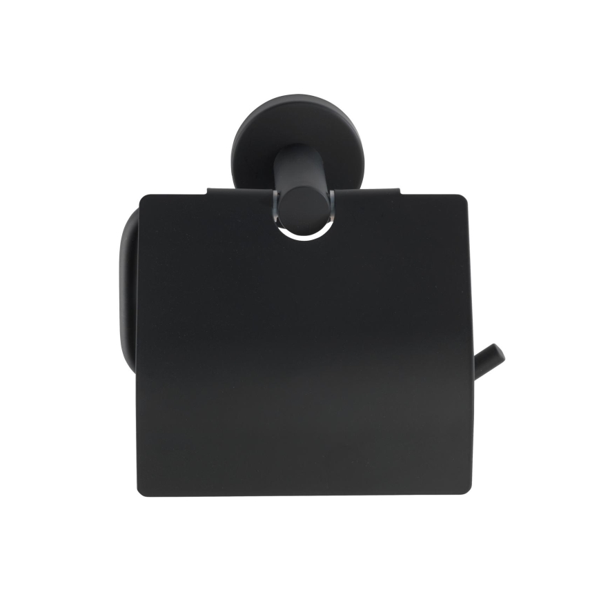 WENKO 24241100-Toalettpappershållare BOSIO BLACK 15x13,5 cm rostfritt stål/silverfärgad