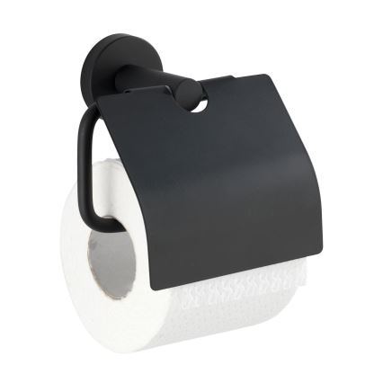 WENKO 24241100-Toalettpappershållare BOSIO BLACK 15x13,5 cm rostfritt stål/silverfärgad