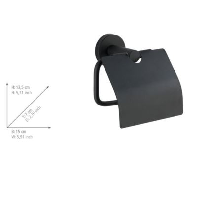 WENKO 24241100-Toalettpappershållare BOSIO BLACK 15x13,5 cm rostfritt stål/silverfärgad