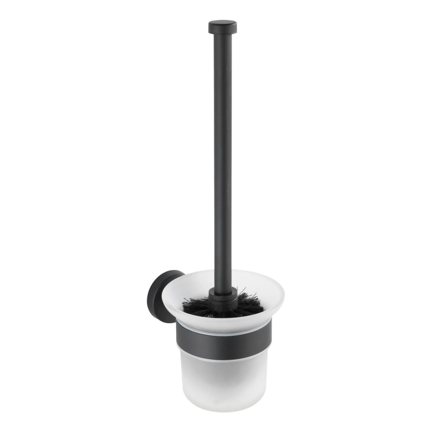 WENKO 24243100-WC toalettborste BOSIO BLACK 10x35 cm rostfritt stål/silverfärgad/satinerad