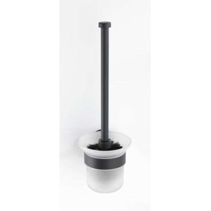 WENKO 24243100-WC toalettborste BOSIO BLACK 10x35 cm rostfritt stål/silverfärgad/satinerad