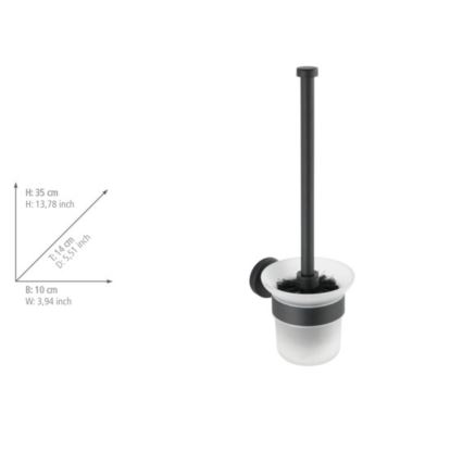 WENKO 24243100-WC toalettborste BOSIO BLACK 10x35 cm rostfritt stål/silverfärgad/satinerad