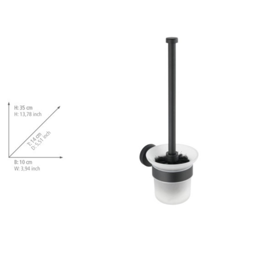 WENKO 24243100-WC toalettborste BOSIO BLACK 10x35 cm rostfritt stål/silverfärgad/satinerad