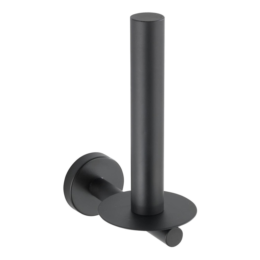 WENKO 24262100-Toalettpappershållare BOSIO BLACK 8x18 cm rostfritt stål/silver