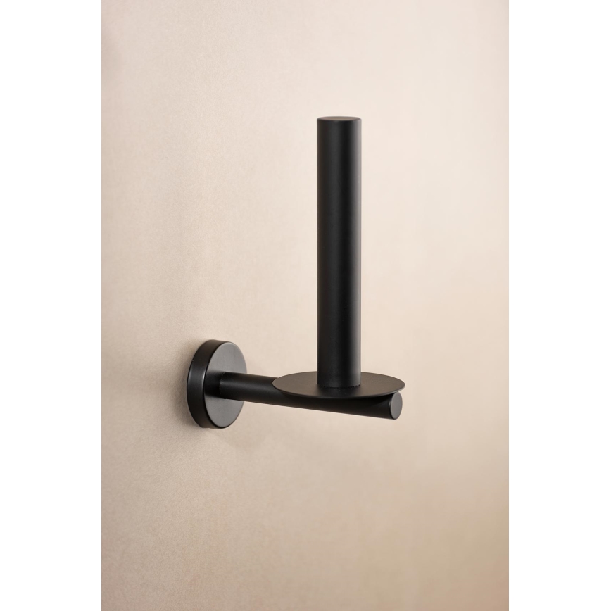 WENKO 24262100-Toalettpappershållare BOSIO BLACK 8x18 cm rostfritt stål/silver