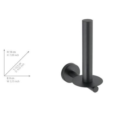 WENKO 24262100-Toalettpappershållare BOSIO BLACK 8x18 cm rostfritt stål/silver