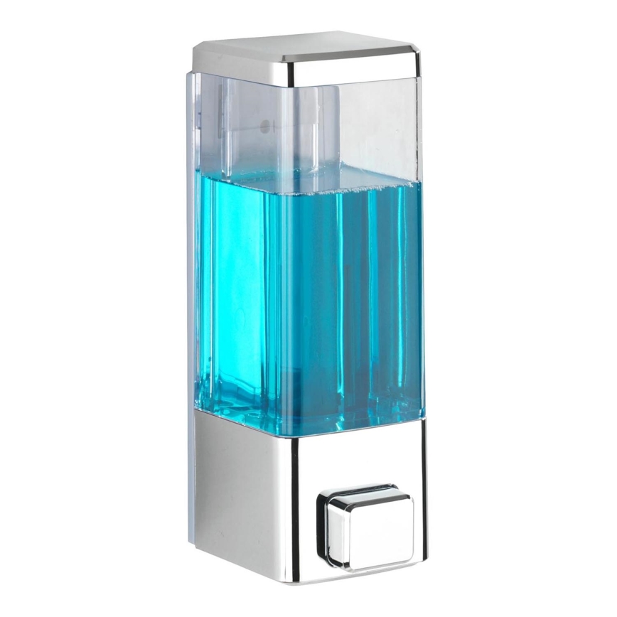 WENKO 24593100 - Tvåldispenser ISTRES 320 ml, blank krom med genomskinlig behållare