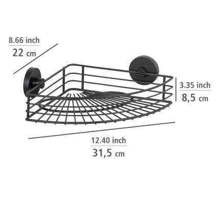 WENKO 24735100-Hylla VACUUM-LOC rund svart 35x22,5 cm