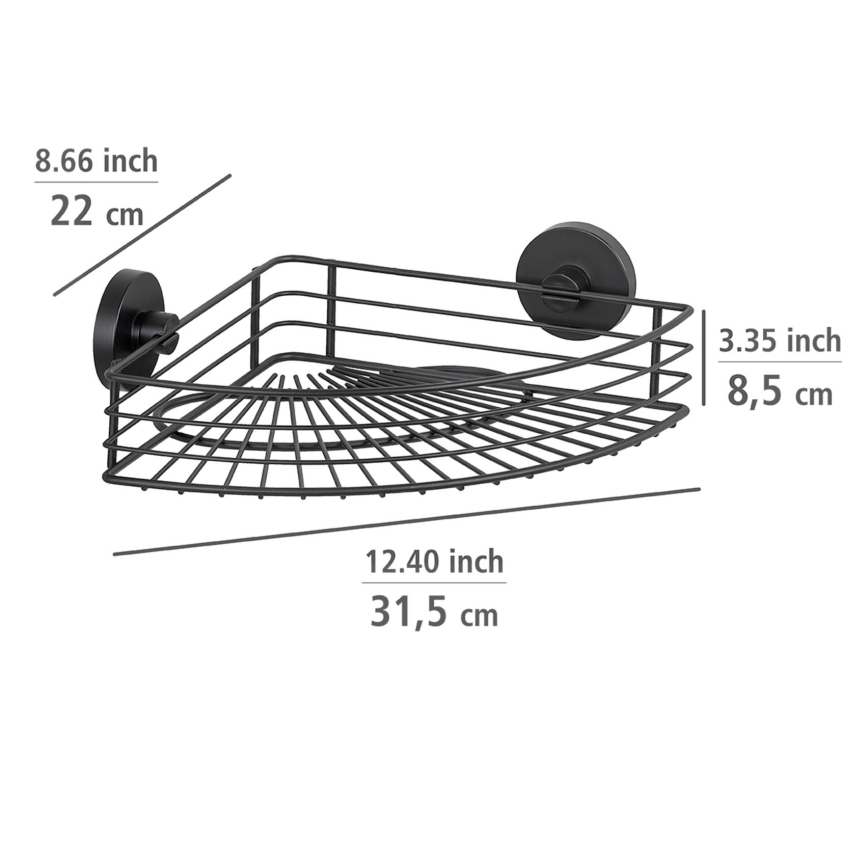 WENKO 24735100-Hylla VACUUM-LOC rund svart 35x22,5 cm