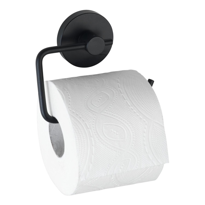 WENKO 24738100 - Toalettpappershållare VACUUM-LOC, rund, 13,5x10,5 cm, svart