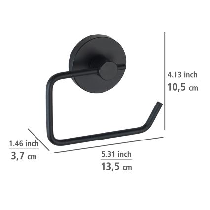 WENKO 24738100 - Toalettpappershållare VACUUM-LOC, rund, 13,5x10,5 cm, svart