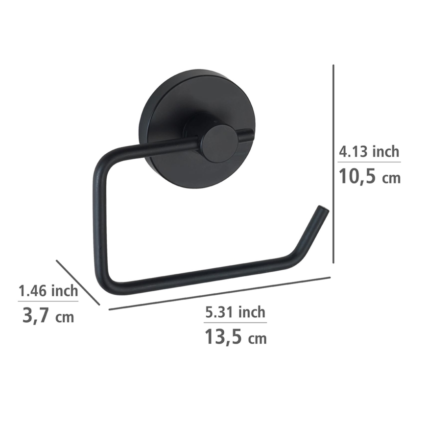 WENKO 24738100 - Toalettpappershållare VACUUM-LOC, rund, 13,5x10,5 cm, svart