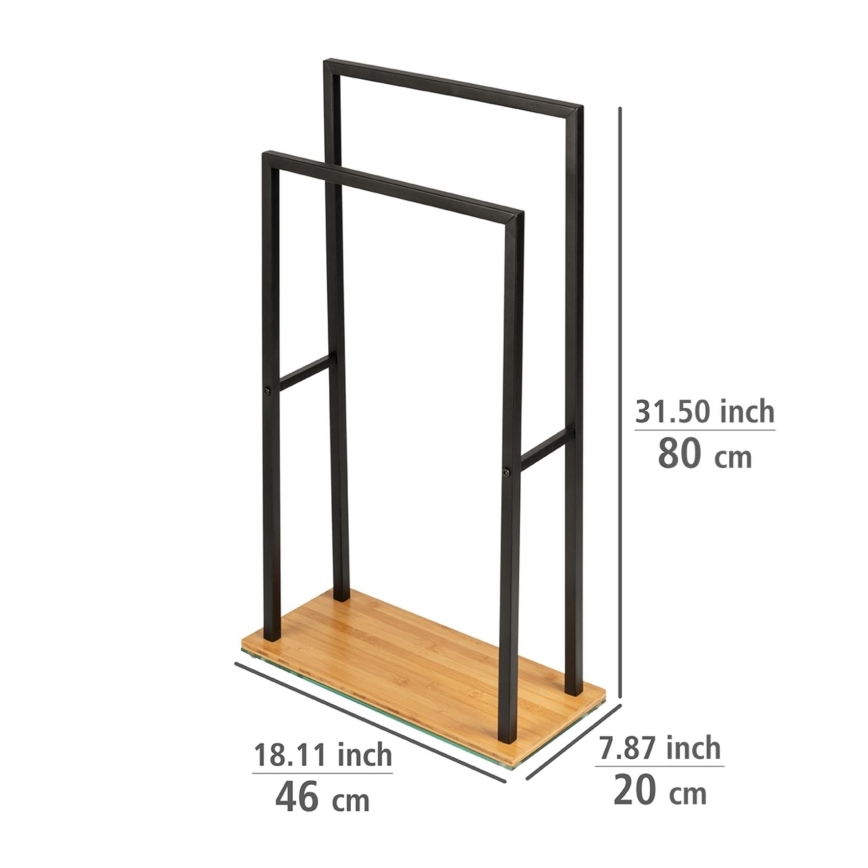 WENKO 24752100 - Handdukshållare BAMBUSA 46x80 cm svart/brun