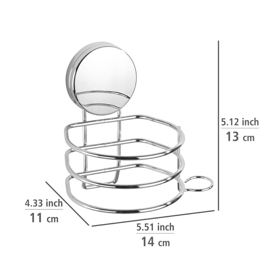 WENKO 24857100-Hårtorkshållare STATIC-LOC + OSIMO 14x13 cm blank krom