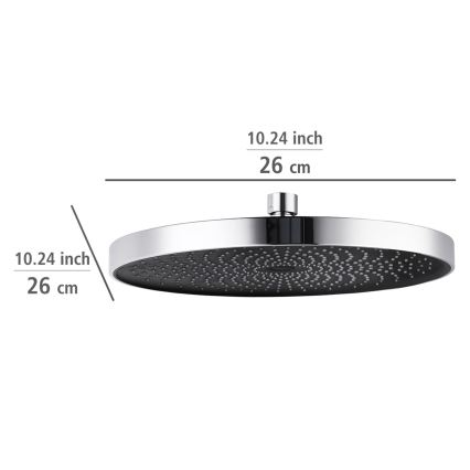 WENKO 24910100 - Duschhuvud SOFTWATER 26x26 cm blank krom/svart