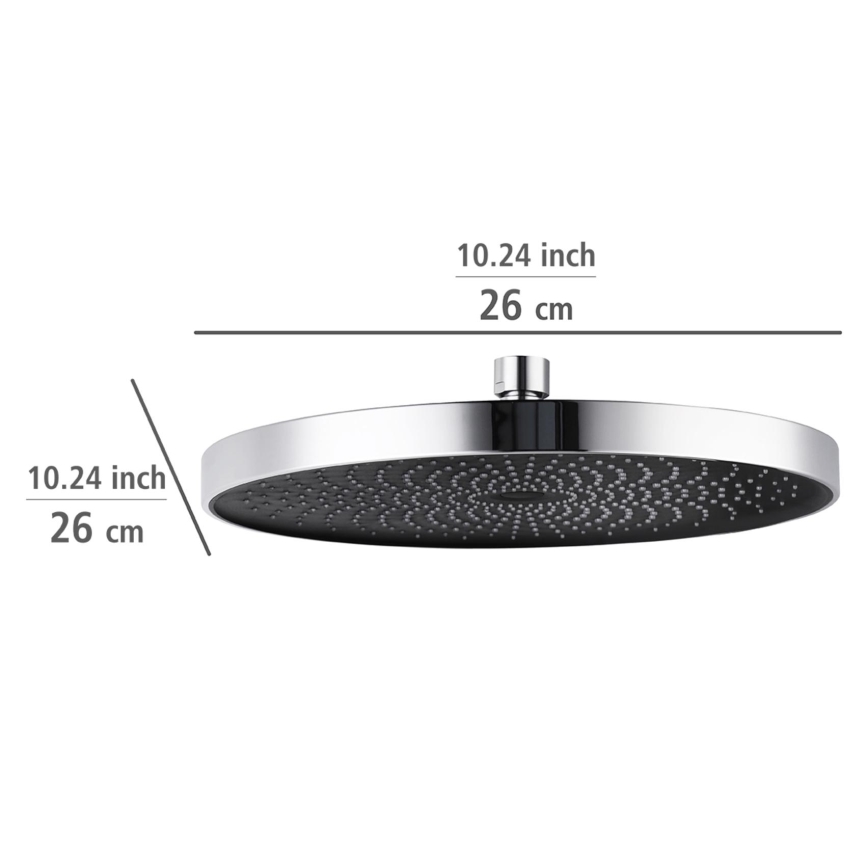 WENKO 24910100 - Duschhuvud SOFTWATER 26x26 cm blank krom/svart