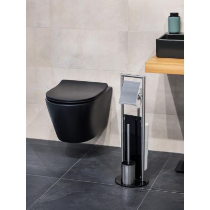 WENKO 24981800 - WC-set RAVINA 20x70 cm rostfritt stål/silverfärgad