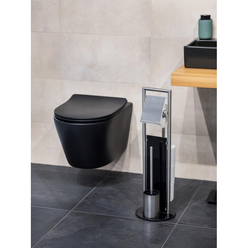 WENKO 24981800 - WC-set RAVINA 20x70 cm rostfritt stål/silverfärgad