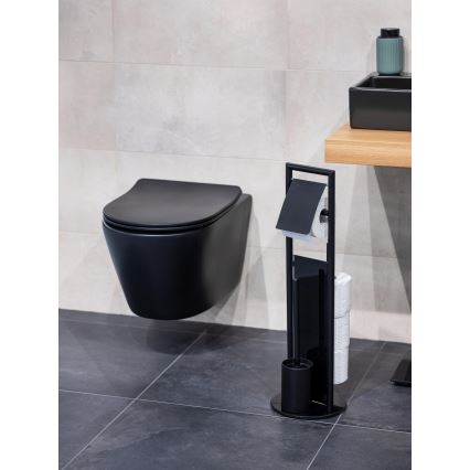 WENKO 24982800 - WC-set RAVINA 20x70 cm rostfritt stål/svart