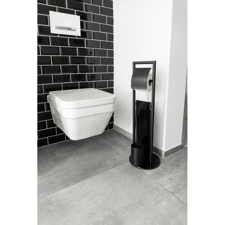 WENKO 24982800 - WC-set RAVINA 20x70 cm rostfritt stål/svart