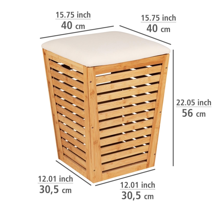 WENKO 25143100 - BAMBUSA tvättkorg 40 x 56 cm, brun