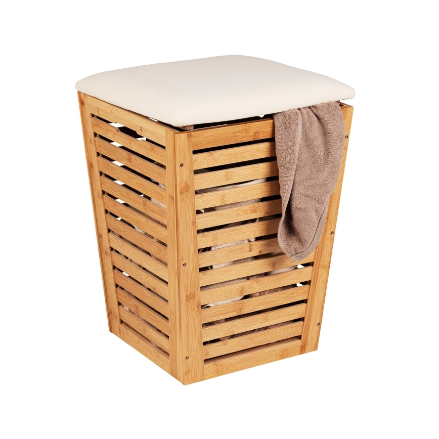 WENKO 25143100 - BAMBUSA tvättkorg 40 x 56 cm, brun